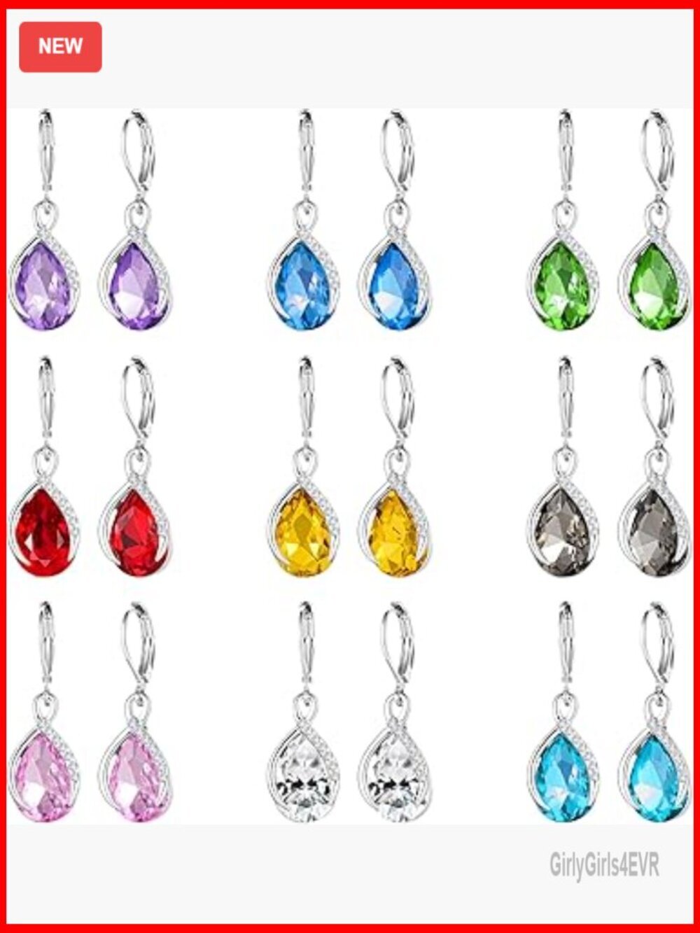 925 Silver Plated Teardrop Dangle Earrings, Hypoallergenic Cubic Zirconia